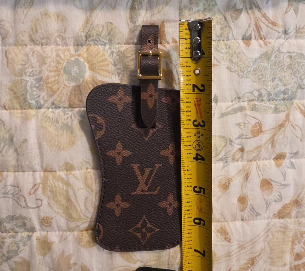 Louis Vuitton Brown Monogram Luggage Tag with Gold Buckle